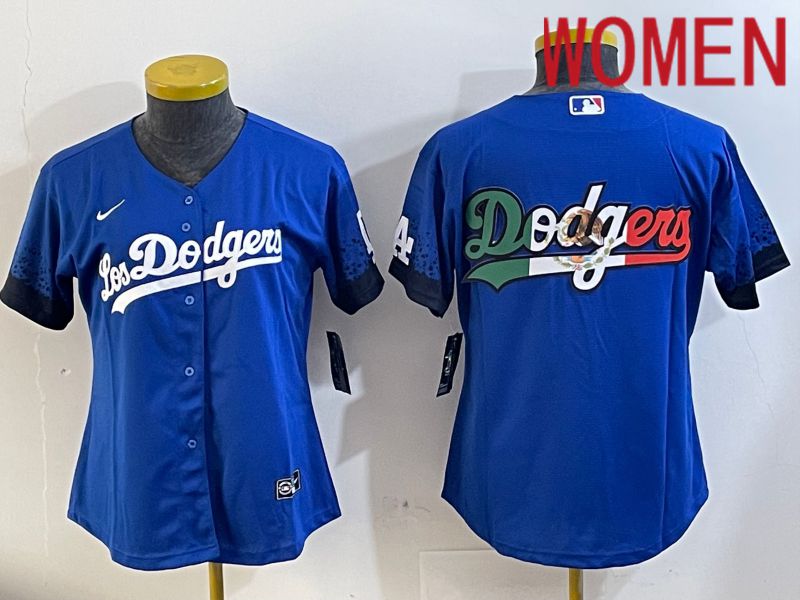 Women Los Angeles Dodgers blank 2024  blue jersey 202411231->women mlb jersey->Women Jersey